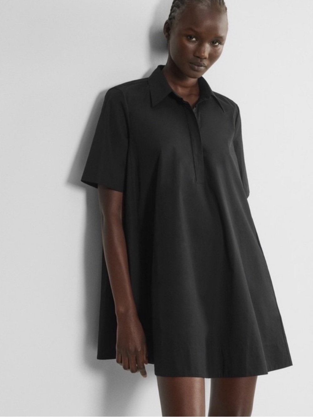 Aritzia Babaton Resolute Black Short Sleeve Shirt Dress